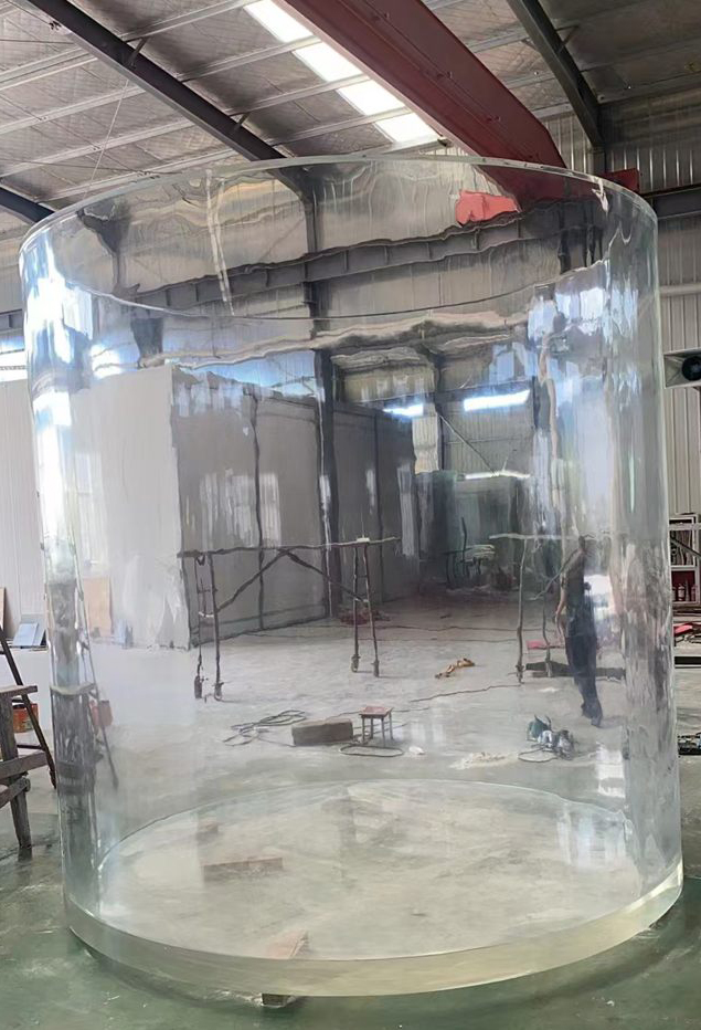 Cast PMMA cylindrical research tank manufactured for TU Delft, Netherlands - 3 m diameter x 3 m high, 100 mm wall